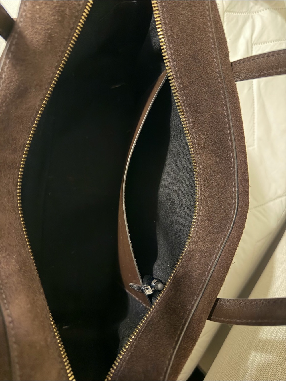 Madewell Dark Brown Suede Satchel with Top Handles - Picture 2 of 4